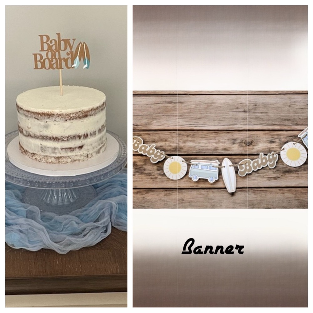 Baby Shower  Decor “Baby on Board” includes 2 Banners & a Cake Topper - Picture 2 of 14
